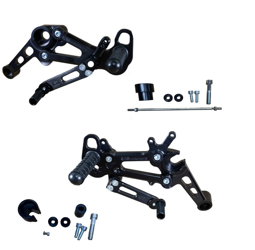 Aprilia RS457, Tuono 457 Adjustable Rearset Kit Complete W/Pedals