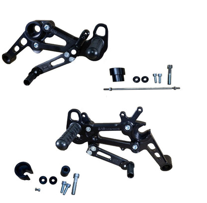 Aprilia RS457, Tuono 457 Adjustable Rearset Kit Complete W/Pedals
